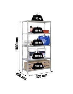 Estantería SIMONRACK Simonclick 5/400 galva/galva | Estantería sin tornillos con baldas de madera SimonRack