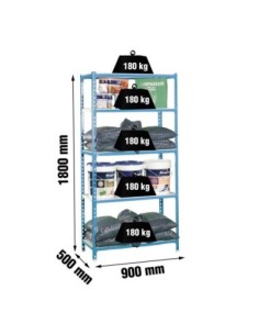 Estantería SIMONRACK Simonclick 5/500 azul/blanco | Estantería sin tornillos con baldas de madera SimonRack