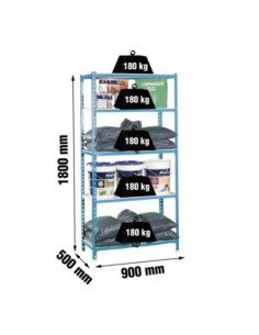 Estantería SIMONRACK Simonclick 5/500 azul/blanco | Estantería sin tornillos con baldas de madera SimonRack
