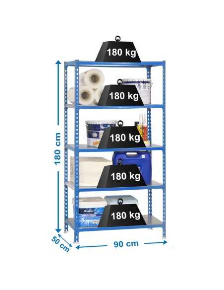 Estantería SIMONRACK Simonclick 5/500 azul/galva | Estantería sin tornillos con baldas de madera SimonRack