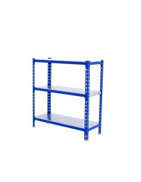 Estantería SIMONCLICK mini 3/400 900 azul/galvanizado | Estantería sin tornillos con baldas de madera SimonRack