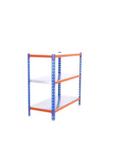Estantería SIMONCLICK mini 3/500 900 azul/naranja/galvanizado | Estantería sin tornillos con baldas de madera SimonRack
