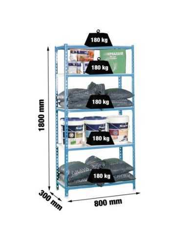 Estantería SIMONRACK Simonclick mini 5/300 azul/blanco | Estantería metálica SimonRack para cargas de 300 kg