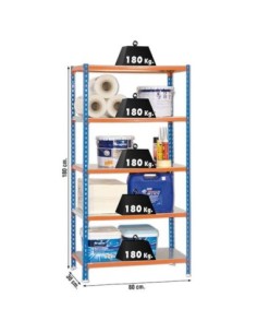 Estantería SIMONRACK Simonclick mini 5/300 azul/naranja/galva | Estantería metálica SimonRack para cargas de 300 kg