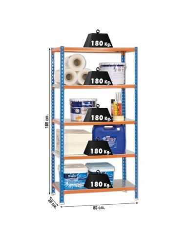 Estantería SIMONRACK Simonclick mini 5/300 azul/naranja/galva | Estantería metálica SimonRack para cargas de 300 kg