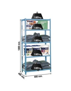 Estantería SIMONRACK Simonclick mini 5/400 azul/blanco | Estantería metálica SimonRack para cargas de 300 kg