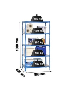 Estantería SIMONRACK Simonclick mini 5/400 azul/galva | Estantería metálica SimonRack para cargas de 300 kg