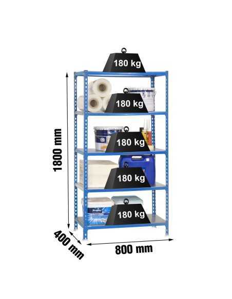 Estantería SIMONRACK Simonclick mini 5/400 azul/galva | Estantería metálica SimonRack para cargas de 300 kg
