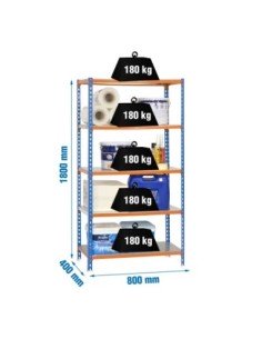 Estantería SIMONRACK Simonclick mini 5/400 azul/naranja/galva | Estantería metálica SimonRack para cargas de 300 kg