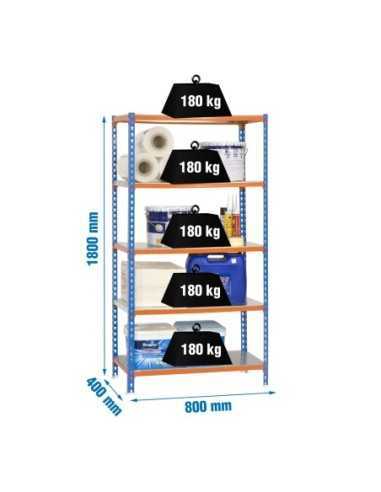 Estantería SIMONRACK Simonclick mini 5/400 azul/naranja/galva | Estantería metálica SimonRack para cargas de 300 kg