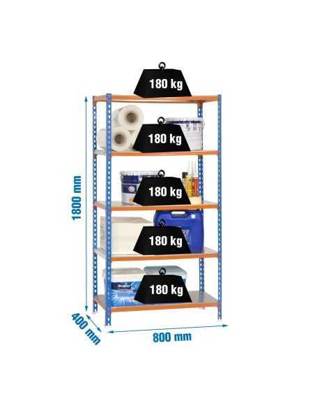 Estantería SIMONRACK Simonclick mini 5/400 azul/naranja/galva | Estantería metálica SimonRack para cargas de 300 kg