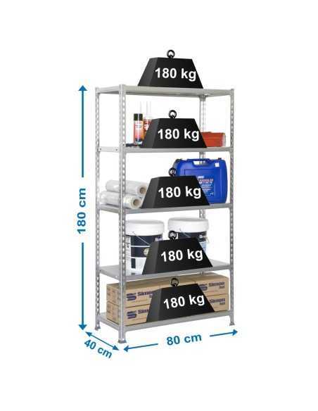 Estantería SIMONRACK Simonclick mini 5/400 galva/galva | Estantería metálica SimonRack para cargas de 300 kg