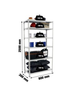 Estantería SIMONCLICK mini 6/300 galvanizado/galvanizado | Estantería sin tornillos con baldas de madera SimonRack