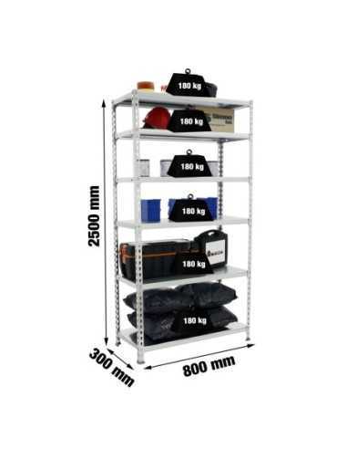 Estantería SIMONCLICK mini 6/300 galvanizado/galvanizado | Estantería sin tornillos con baldas de madera SimonRack