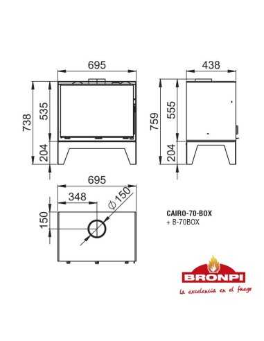 Estufa De Leña BRONPI Cairo-70-box Frontal C | Hogar Cahersa