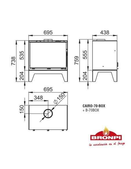 Estufa De Leña BRONPI Cairo-70-box Frontal C | Hogar Cahersa