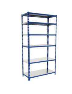Estantería SIMONCLICK mini 6/500 azul/galvanizado | Estantería sin tornillos con baldas de madera SimonRack