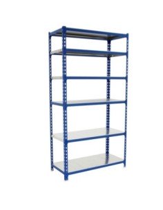 Estantería SIMONCLICK mini 6/500 azul/galvanizado | Estantería sin tornillos con baldas de madera SimonRack