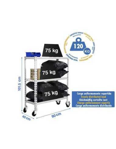 Estantería SIMONCLICK mobile 3/400 900 galvanizado/galvanizado | Estantería sin tornillos con baldas de madera SimonRack