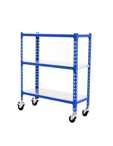 Estantería SIMONCLICK mobile 3/500 900 azul/galvanizado | Estantería sin tornillos con baldas de madera SimonRack