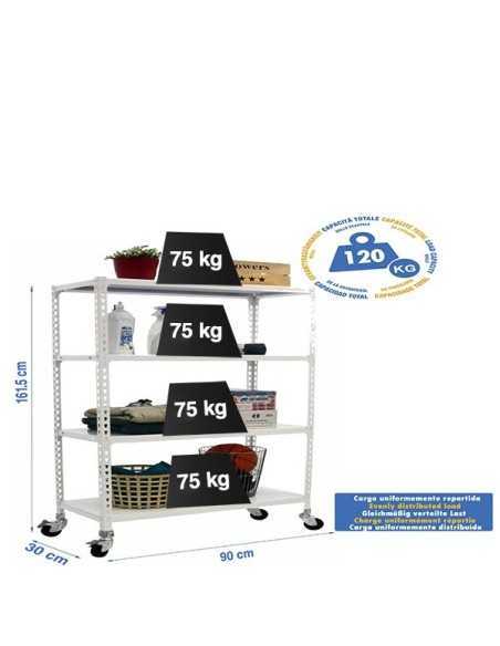 Estantería SIMONRACK Simonclick mobile 4/300 1500 blanco/blanco