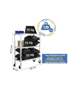 Estantería SIMONCLICK mobile mini 3/400 900 galvanizado/galvanizado | Estantería sin tornillos con baldas de madera SimonRack