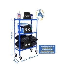 Estantería SIMONCLICK mobile mini 3/500 900 azul/blanco | Estantería sin tornillos con baldas de madera SimonRack