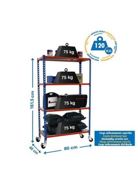 Estantería SIMONRACK Simonclick mobile mini 4/400 1500 azul/nar/gal