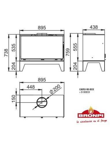 Estufa De Leña BRONPI Cairo-90-box Frontal C | Hogar Cahersa