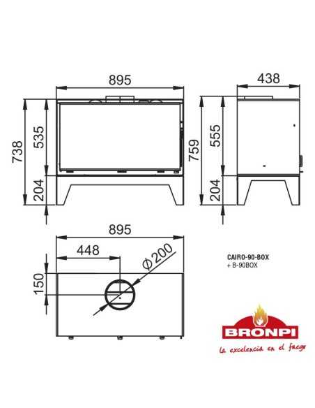 Estufa De Leña BRONPI Cairo-90-box Frontal C | Hogar Cahersa