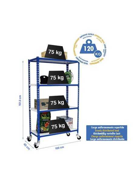 Estantería SIMONRACK Simonclick mobile plus 4/400 1500 azul/blanco