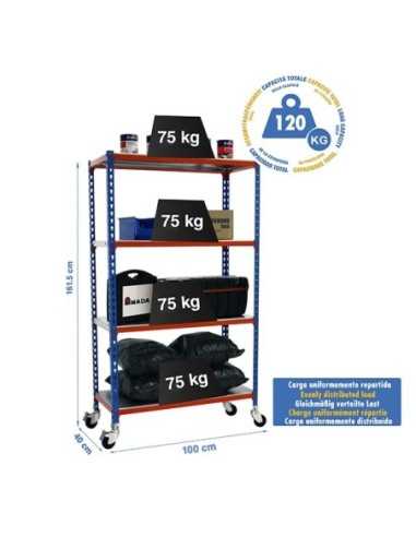 Estantería SIMONRACK Simonclick mobile plus 4/400 1500 azul/nar/gal