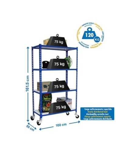 Estantería SIMONRACK Simonclick mobile plus 4/500 1500 azul/blanco