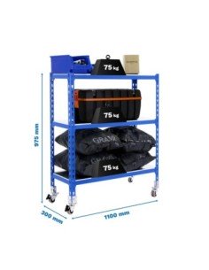 Estantería SIMONCLICK mobile superplus 3/300 900 azul/gal | Estantería sin tornillos con baldas de madera SimonRack