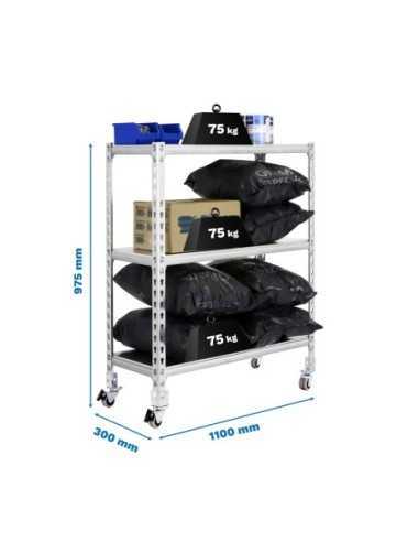 Estantería SIMONCLICK mobile superplus 3/300 900 gal/gal | Estantería sin tornillos con baldas de madera SimonRack