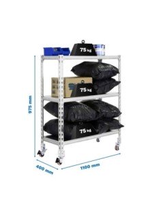 Estantería SIMONCLICK mobile superplus 3/400 900 gal/gal | Estantería sin tornillos con baldas de madera SimonRack