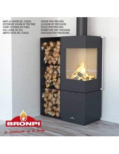 Estufa de Leña BRONPI BOMBAY-E 7 KW Cristal en esquina 2