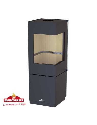 Estufa de Leña BRONPI BOMBAY-E 7 KW Cristal en esquina