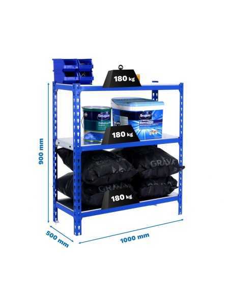 Estantería SIMONCLICK plus 3/500 900 azul/galvanizado | Estantería sin tornillos con baldas de madera SimonRack
