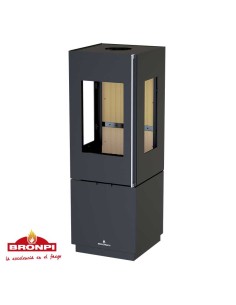 Estufa de Leña BRONPI BOMBAY-3C con cristal a tres caras 2