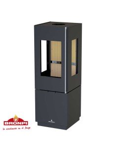 Estufa de Leña BRONPI BOMBAY-3C con cristal a tres caras 2