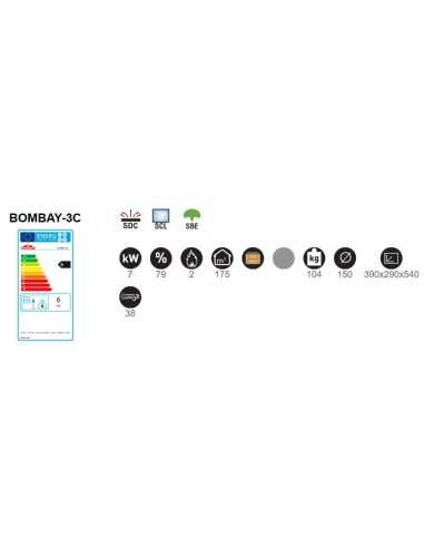 Estufa de Leña BRONPI BOMBAY-3C con cristal a tres caras