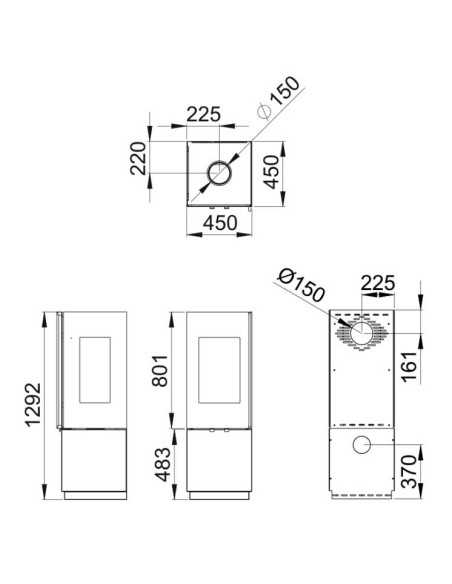 Estufa de Leña BRONPI BOMBAY-3C con cristal a tres caras