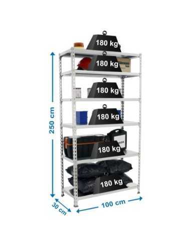 Estantería SIMONCLICK plus 6/300 galvanizado/galvanizado | Estantería sin tornillos con baldas de madera SimonRack