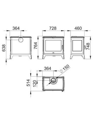 Estufa De Leña BRONPI Preston Hierro Fundido | Hogar Cahersa
