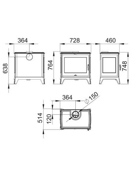 Estufa De Leña BRONPI Preston Hierro Fundido | Hogar Cahersa