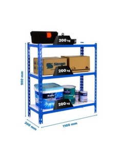 Estantería SIMONCLICK superplus 3/300 900 azul/blanco | Estantería sin tornillos con baldas de madera SimonRack