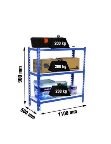 Estantería SIMONCLICK superplus 3/500 900 azul/blanco | Estantería sin tornillos con baldas de madera SimonRack