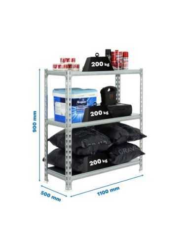 Estantería SIMONCLICK superplus 3/500 900 galvanizado/galvanizado | Estantería sin tornillos con baldas de madera SimonRack