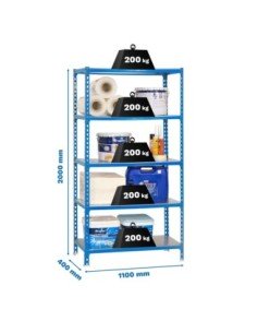 Estantería SIMONRACK Simonclick superplus 5/400 azul/galva | Estantería metálica SimonRack para cargas de 300 kg